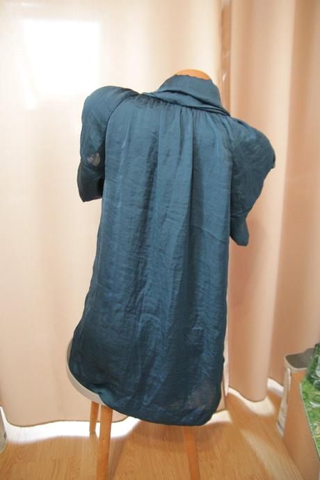 Modrá saténová blúzka sisley, l, sisley,l