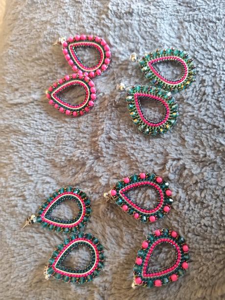 Handmade šité náušnice, 