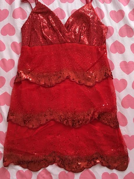 Červený trblietavý top, s