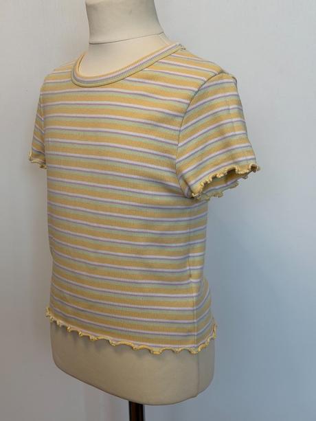 H&m pásikavé žobrované tričko/crop top, h&m,158