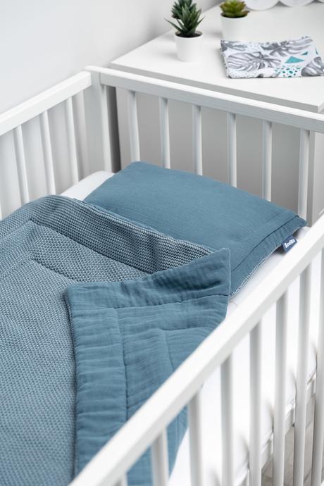 Sensillo komplet do potieľky pletený modrý 100x80, šírka (cm): 80,dĺžka (cm): 100