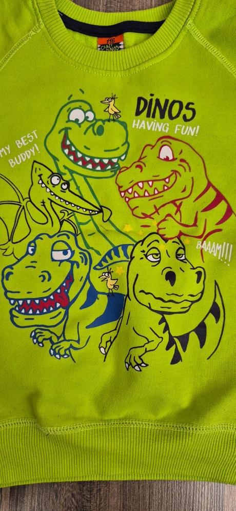 Mikina svetlozelená dinosaury, veľ. 116 (5-6 r), kiki&koko,116