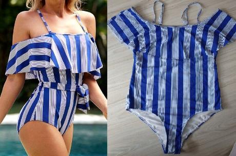 Modro biele plavky s volánikmi shein, v. xl/xxl, xl