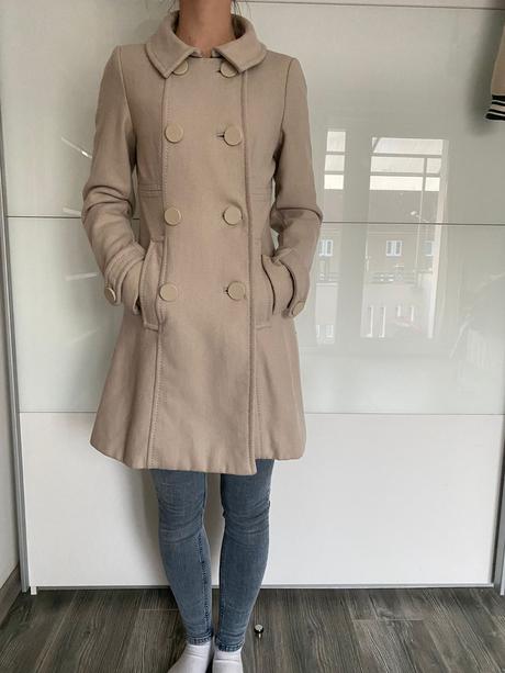 Maslový vlnený kabát, h&m,34