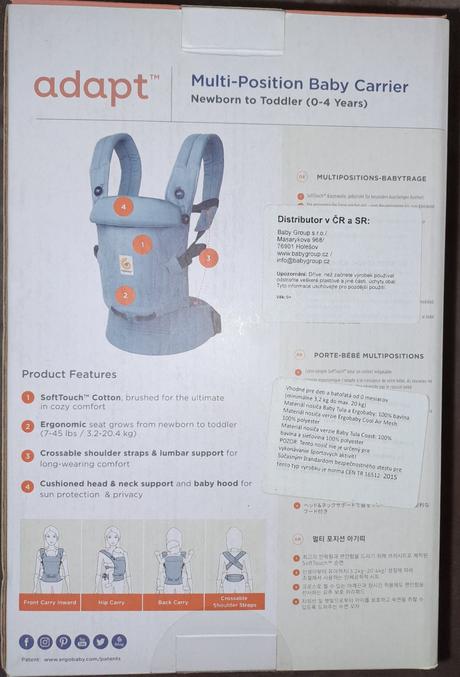 Nosič ergobaby adapt soft touch cotton, ergo baby