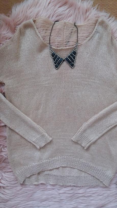 Zlaty pulovrik gate s vystrihom na chrbte, gate,xs