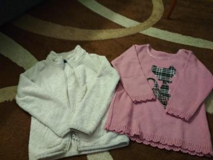 Chlpatá mikina a ružový svetrík 2 kusy, 110