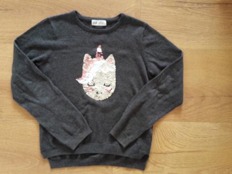 H&m pulóvrik meniaci sa jednorožec a darček, h&m,134