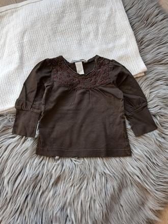Dievčenské tričko s kvetmi tmavohnedé h&m (68), h&m,68