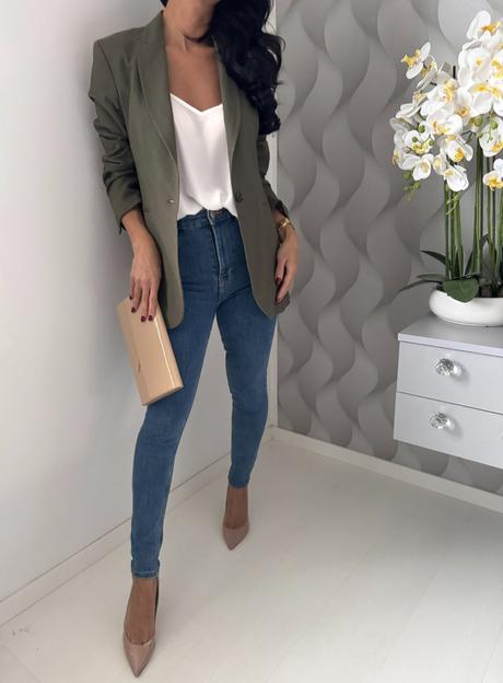 H&m - olivový blazer, h&m,xs