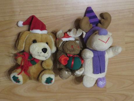 Vianoční plyšáci - 3 ks - psík, sobík, sobík milka,