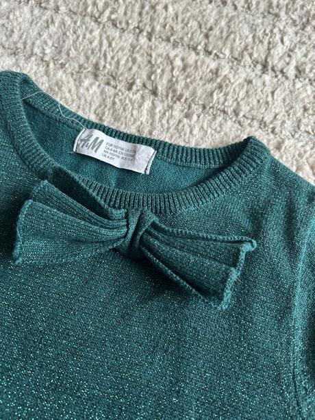 Tmavozelene trblietave saty h&m 110/116, h&m,110