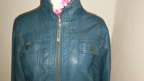 Petrolejová koženková bunda, m