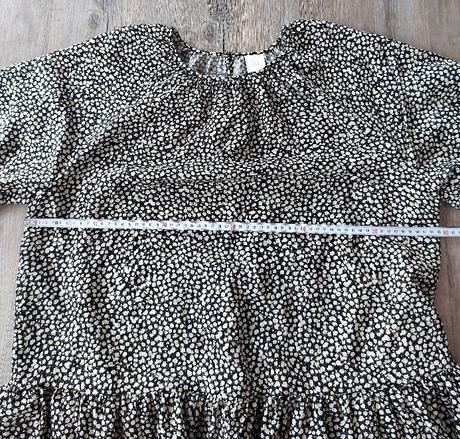 Čierno - krémové šaty s balónovými rukávmi, h&m,m