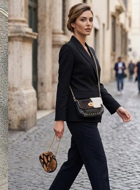 Luxusná kožená crossbody kabelka + taštička,