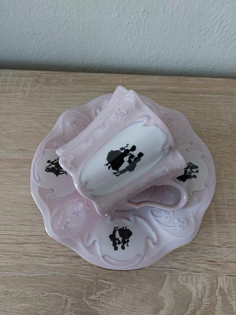 Ruzovy porcelam h&c - salka s podsalkou, 