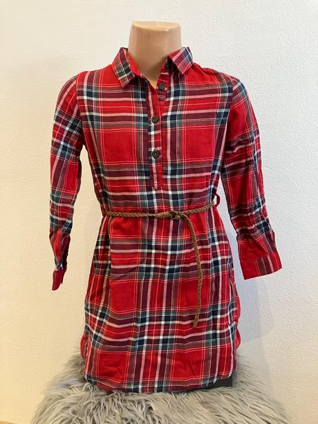 Dievčenské šaty kockované s opaskom (4-5 r.), h&m,110