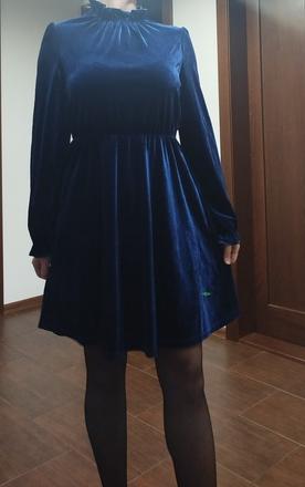 Modré zamatové šaty l, l