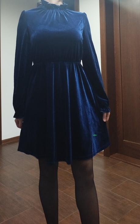 Modré zamatové šaty l, l