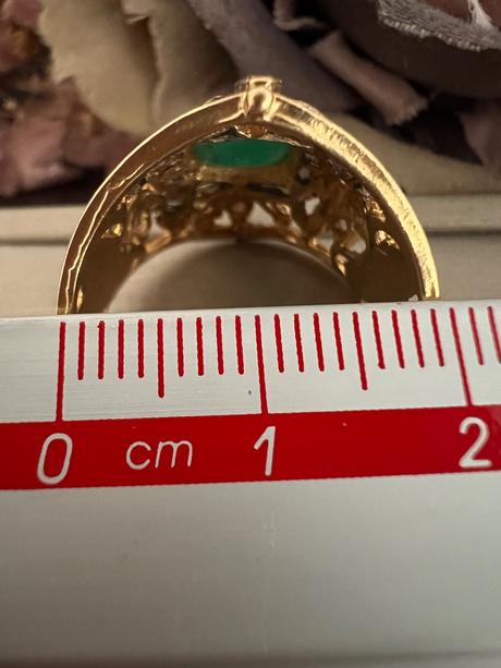 Velmi stary stieborny prsten pozlateny 18k zlatom, 