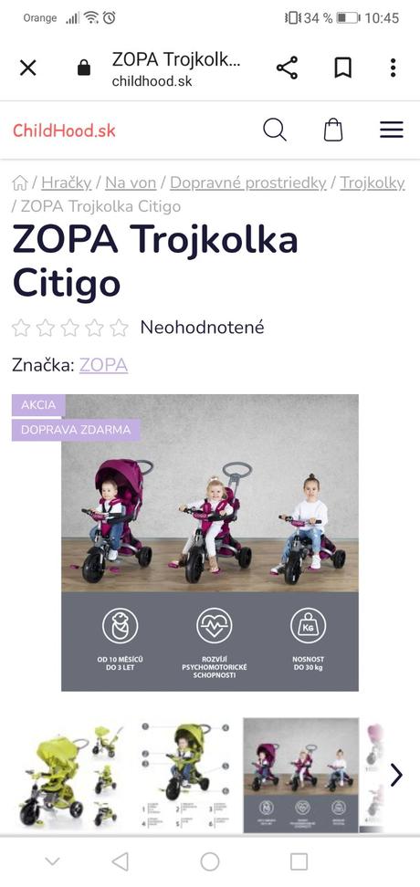 Zopa trojkolka citigo 6v1, zopa