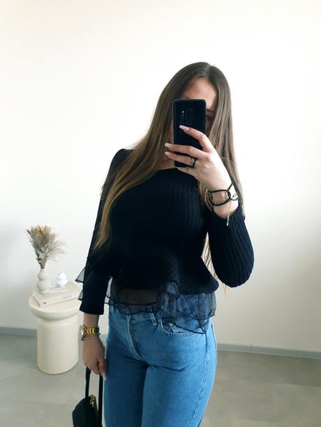 Čierny top s volánom xs, xs