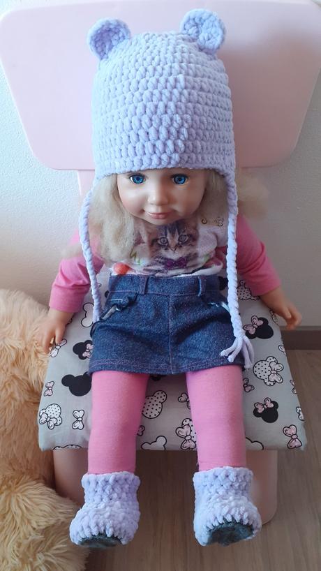 Háčkovaná čiapka s uškami, 48 - 92