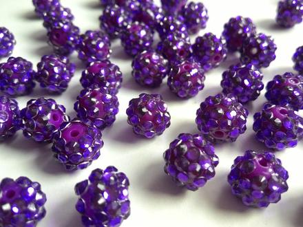 Akrylové shamballa korálky fialové, 
