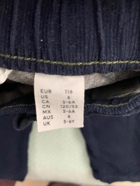 Podšité menčestrové nohavice, h&m,116