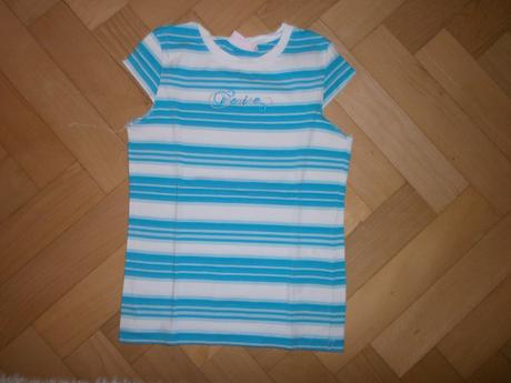 Biele tričko s  tyrkysovými pásikmi, wenice,146