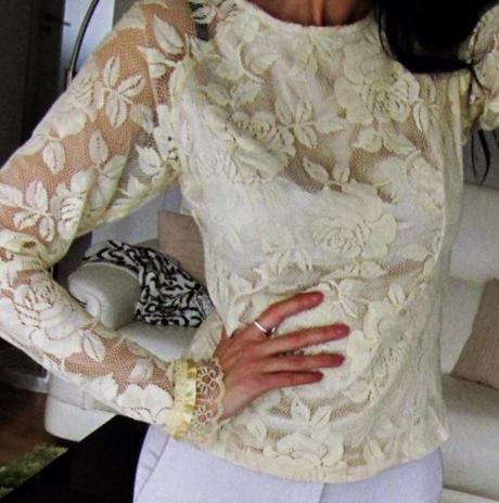 Vintage blúzka s s čipkou, s