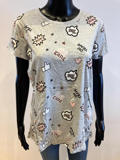 Dámske sivé tričko krátky rukáv s potlačou (l), l