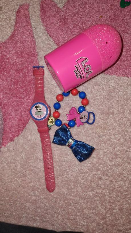 Lol surpise set hodinky naramok červeno modrý, 