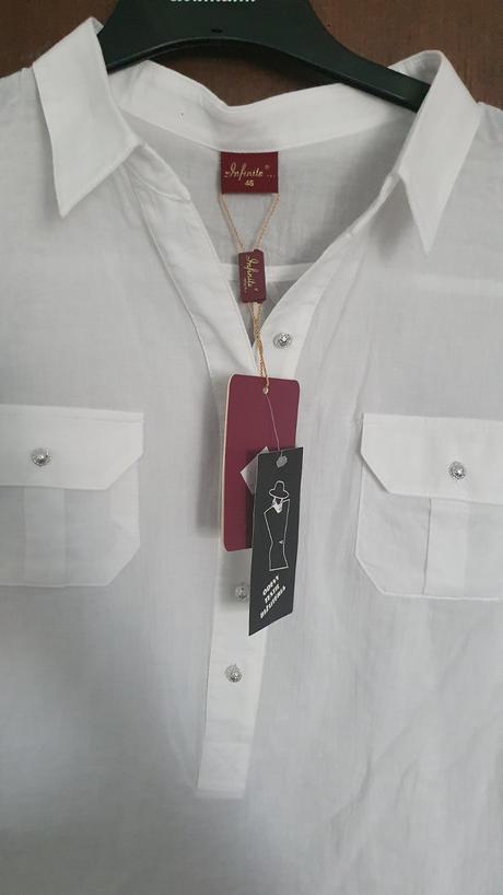 Biela košeľa s 3/4 rukávmi, 44 / l / xl