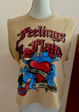 Tričko s vypchávkami, len opraté, bershka,s