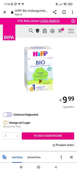 Mlieko Hipp - rozdiely