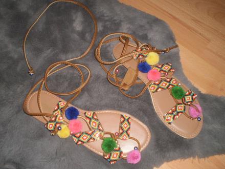 Sandálky boho pom pom, 40