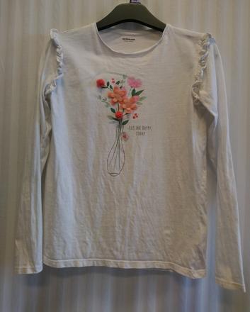 Dievčensky biely top s motívom, vertbaudet 146-152, vertbaudet,152