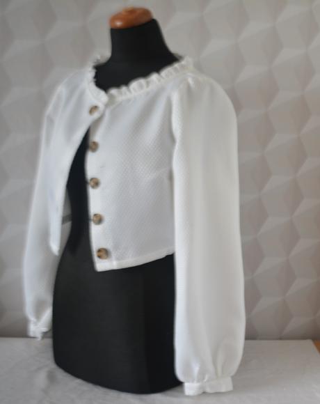 Biele krátke sačko, bolerko veľ.38, 38