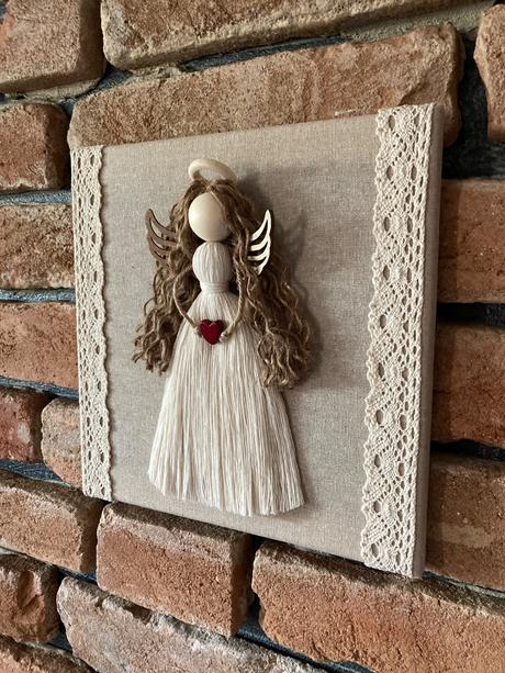 Macrame anjel obraz, 