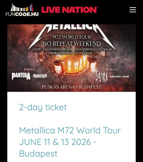 Listok na sedenie metallica budapešť, 
