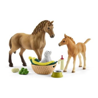 Schleich sada koník, žriebätko, šteniatko+doplnky, 