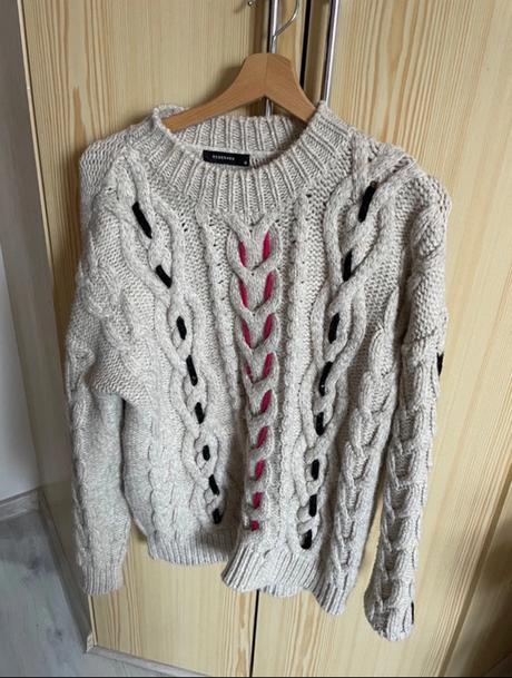 Hrubý béžový prepletený sveter reserved s, reserved,s