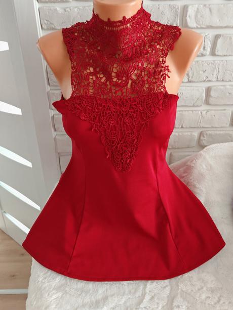 Uzasny peplum top s krajkou s,m sadne, m