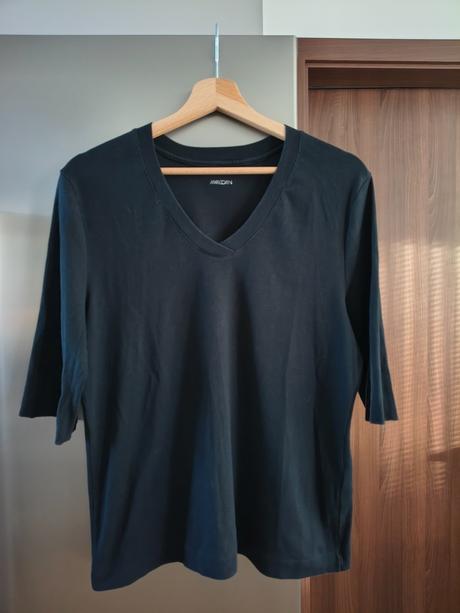 Marc cain kvalitný bavlnený top s 3/4 rukávom xl, xl