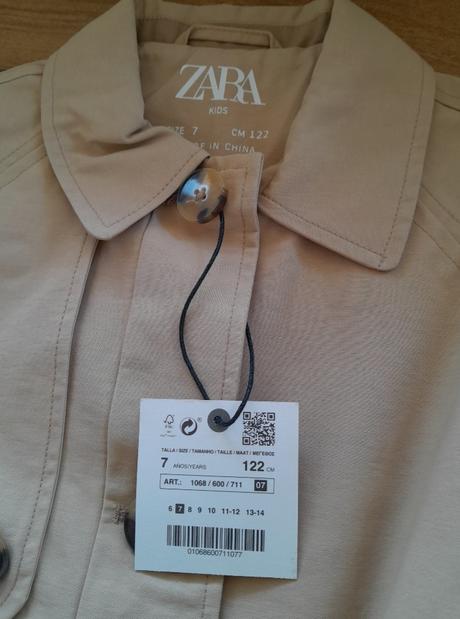 Zara trenčkot - nový s visačkou, veľ.122, zara,122