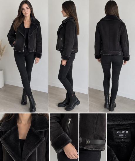 Prechodná  kožušinová biker  bunda, s