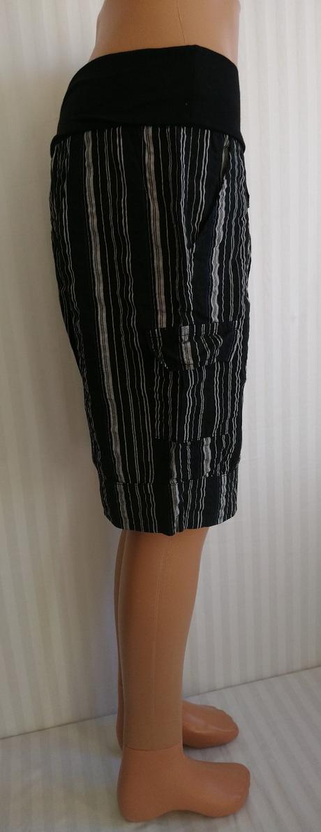 Dámske elastické čierno sivé trištvťáky, pásiky, xl