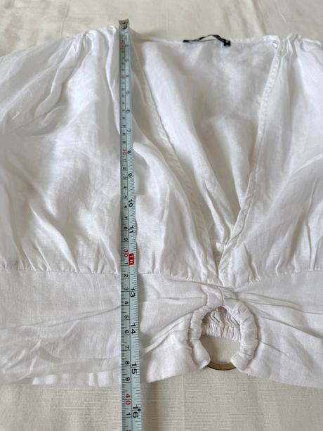 Biela ľanová blúzka zara crop top, zara,l