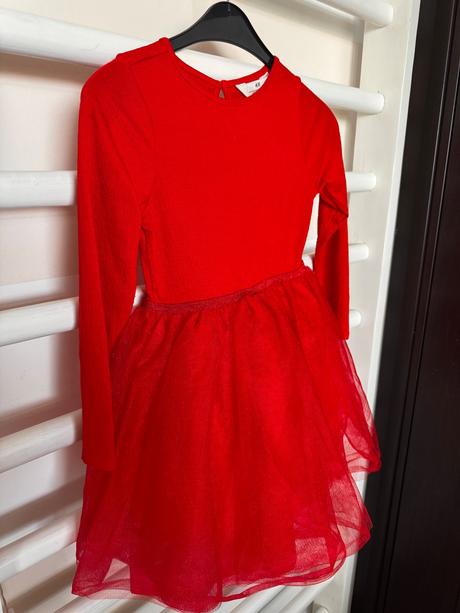 Vianočné šaty s tylovou sukňou 6-8 rokov, h&m,128